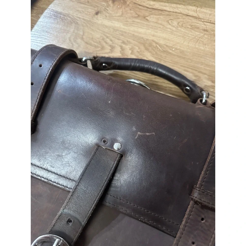 Genuine Leather Messenger Bag Brown Distressed Laptop Briefcase Satchel Large